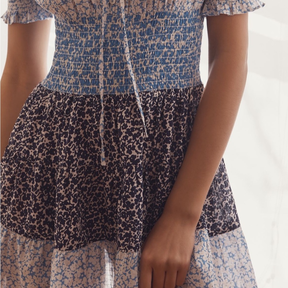 Anthropologie Blue and Black Floral Dress - Picture 2 of 3